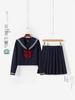 Navy Three-Stripe JK Sailor Suit Set with Skirt - Basic School Uniform Style