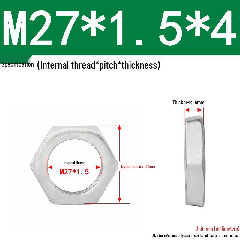 GB808 White Zinc Hex Thin Nut, Fine Thread, Lamp-Type, M6-M30