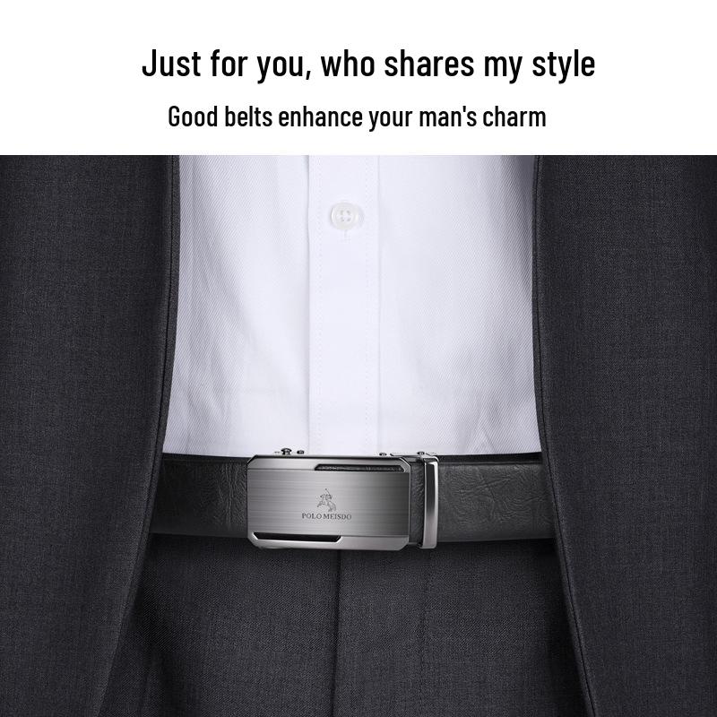 Paul Messder Men's High-End Genuine Leather Belt with Automatic Buckle - Top Layer Cowhide.