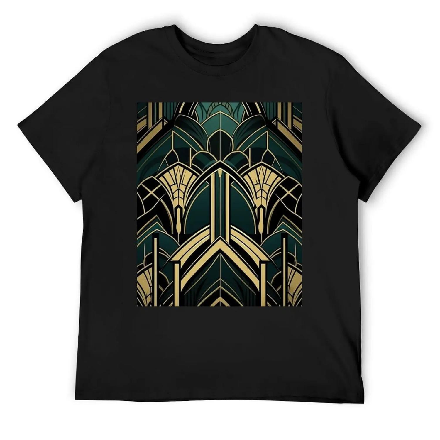 art deco T-Shirt shirts graphic designer shirts customizeds cotton t shirt men S чёрный