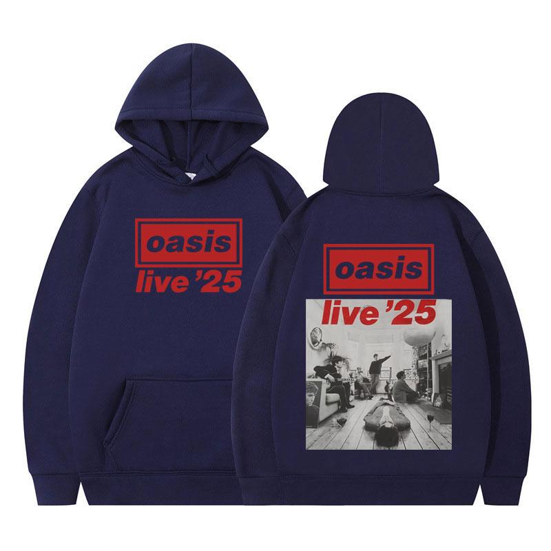 Oasis Live 25 Band Tour Pop Music Print Hoodies Men Women Long-sleeved Hip-hop Autumn Winter Oversized Gothic Punk Pullover Tops