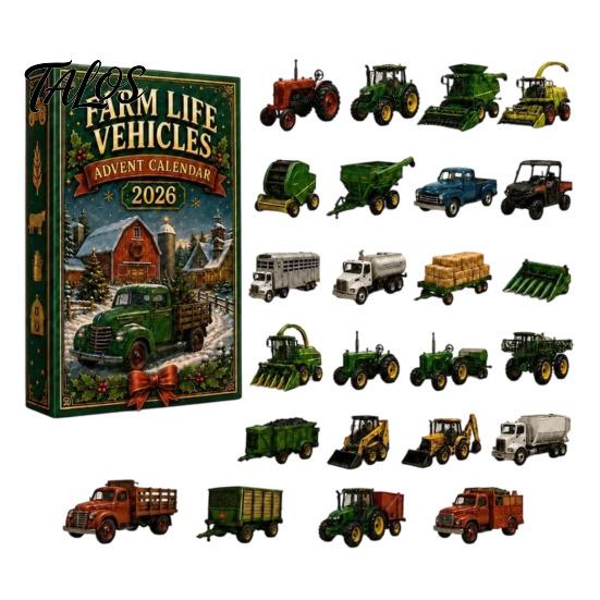 Collectible Acrylic Ornament 2026 Transportation Advent Calendar, 24-Day Set with Vehicle Daily Countdown Toy Figures, Christmas Tree Hanging