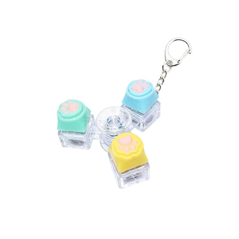 Cat Paw Spinner Keycap Keychain Led Light Keyboard Fidget Stress Relief Toy Soft Cute Keyring For Office Desk Anxiety Gift 3 keys