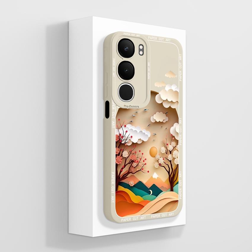 

Для Vivo Y19s Y400 Pro Y04 Y04s Y29 Y29t Y28s Y31 Y21d V60 Lite Модный чехол Красивый узор высокой горы Жидкий силиконовый чехол для телефона Для Vivo Capa Vivo Y29S 5G