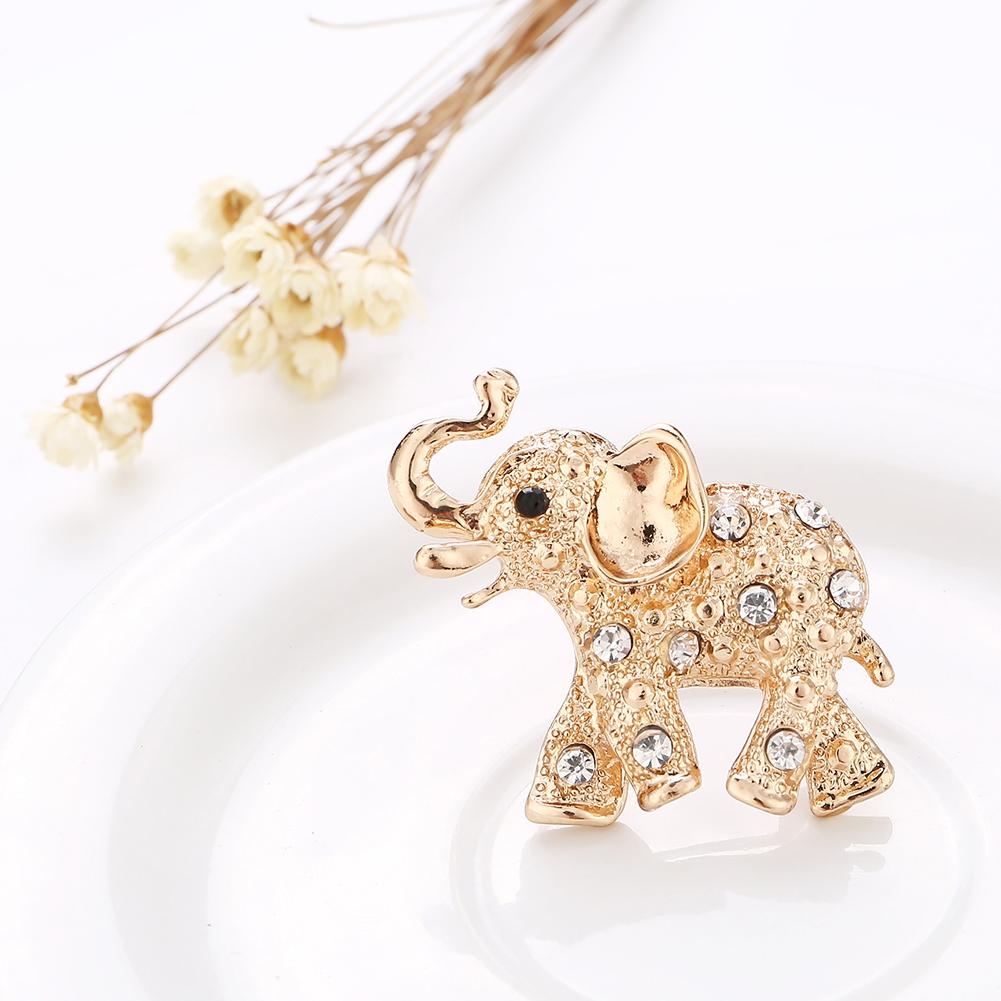 Broche en émail pour hommes, mignon, incrusté de strass, éléphant, Animal, Badge de sac, cadeau