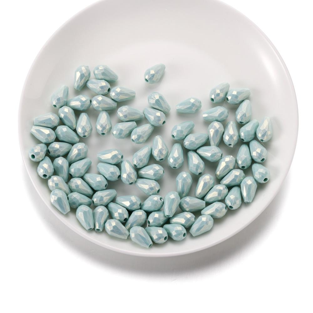 50/100Pcs Macaron Color Acrylic Faceted Shape Beads Round Waterdrop Loose Beads for DIY Necklace Bracelet Jewelry Making