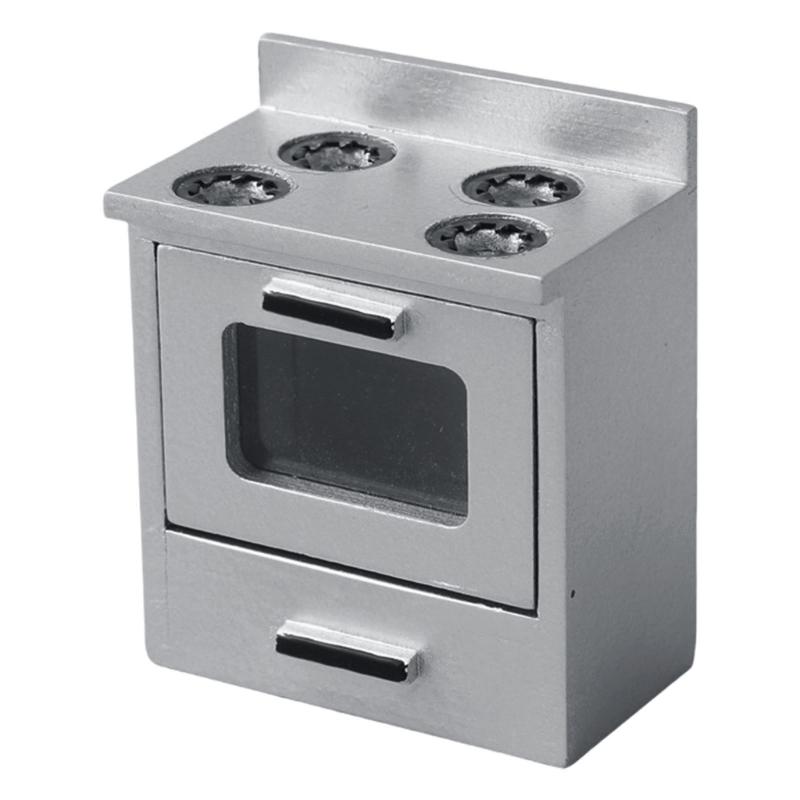 

Kitchen Cabinet Stove Miniature Cabinet Model Doll Houses Kitchen Accessory Realistic Playset 1:12 серебряный