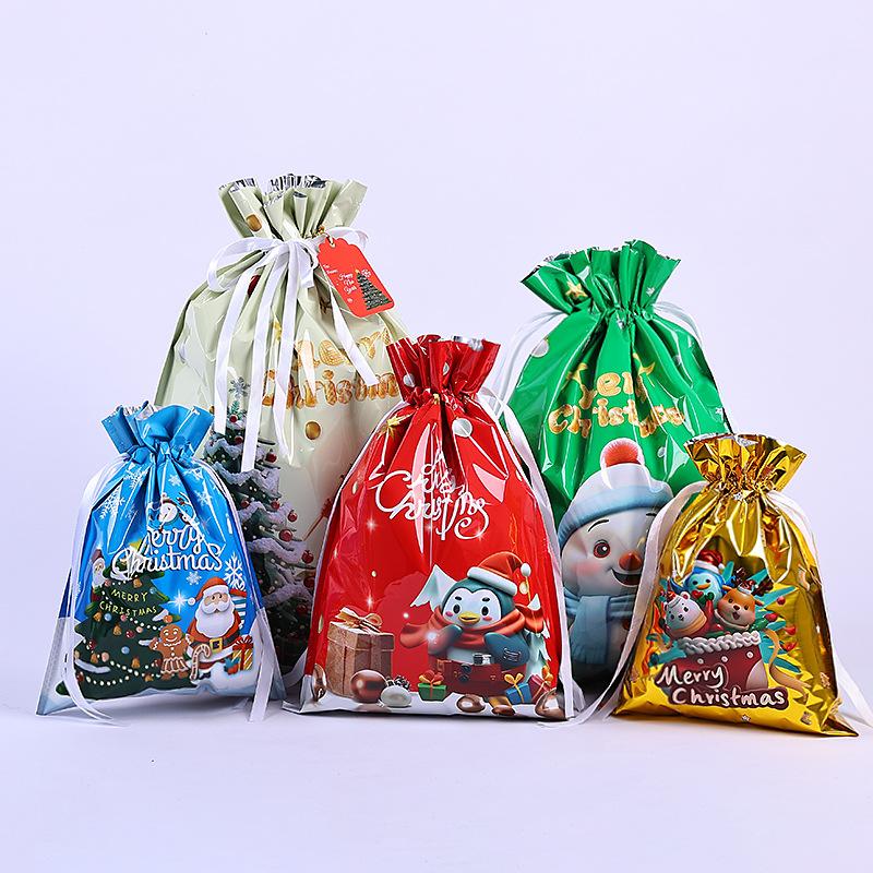 58x43cm / 49x69cm Large Capacity Christmas Gift Bag Sacks Cookies Storage Christmas Drawstring Bags Packaging Xmas Supplies 1PCS