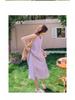 Women's Summer 2025 Korean Style Purple Sleeveless High Waist Vacation Dress
