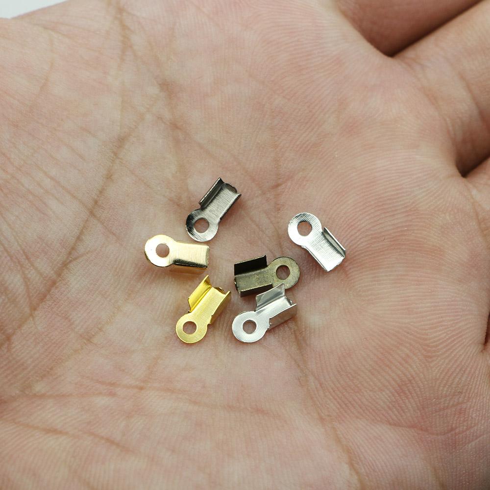 200 pcs/lot Metal End Caps Gold Bronze End Clasps For Leather Cord Crimp Bead Connectors DIY Jewelry Making Findings