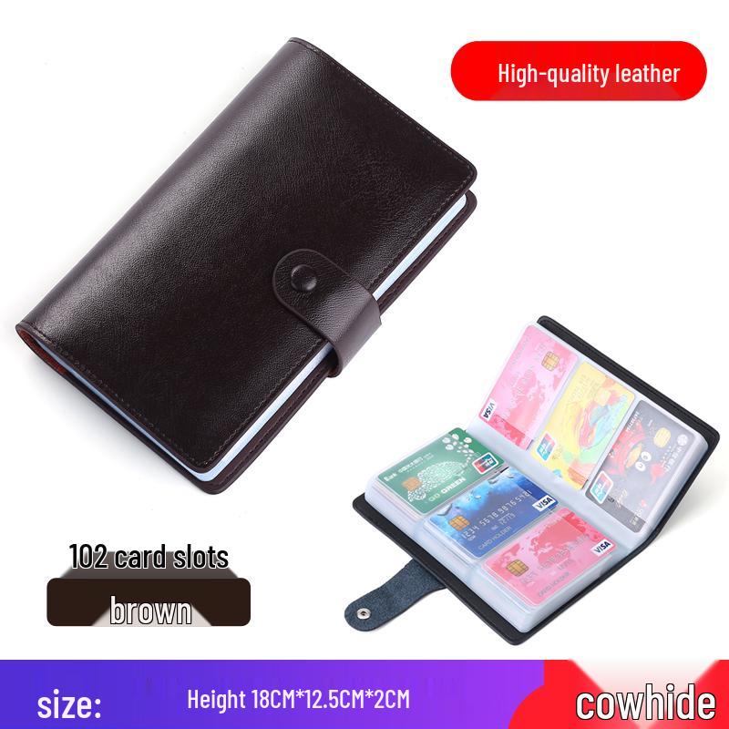 Dames Stijlvolle Kaarthouder van Rundleer met Meerdere Vakken voor Zakelijke Kaarten, Creditcards en Rijbewijs