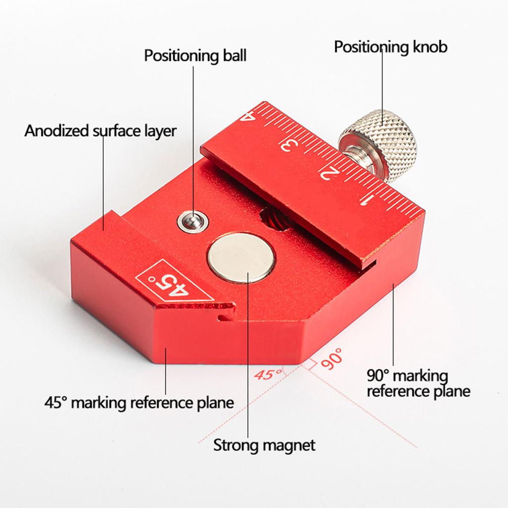Aluminum Alloy Magnetic Line Limit Ruler Lightweight Marking Gauge Metal Square for DIY Projects & Hardware Installation