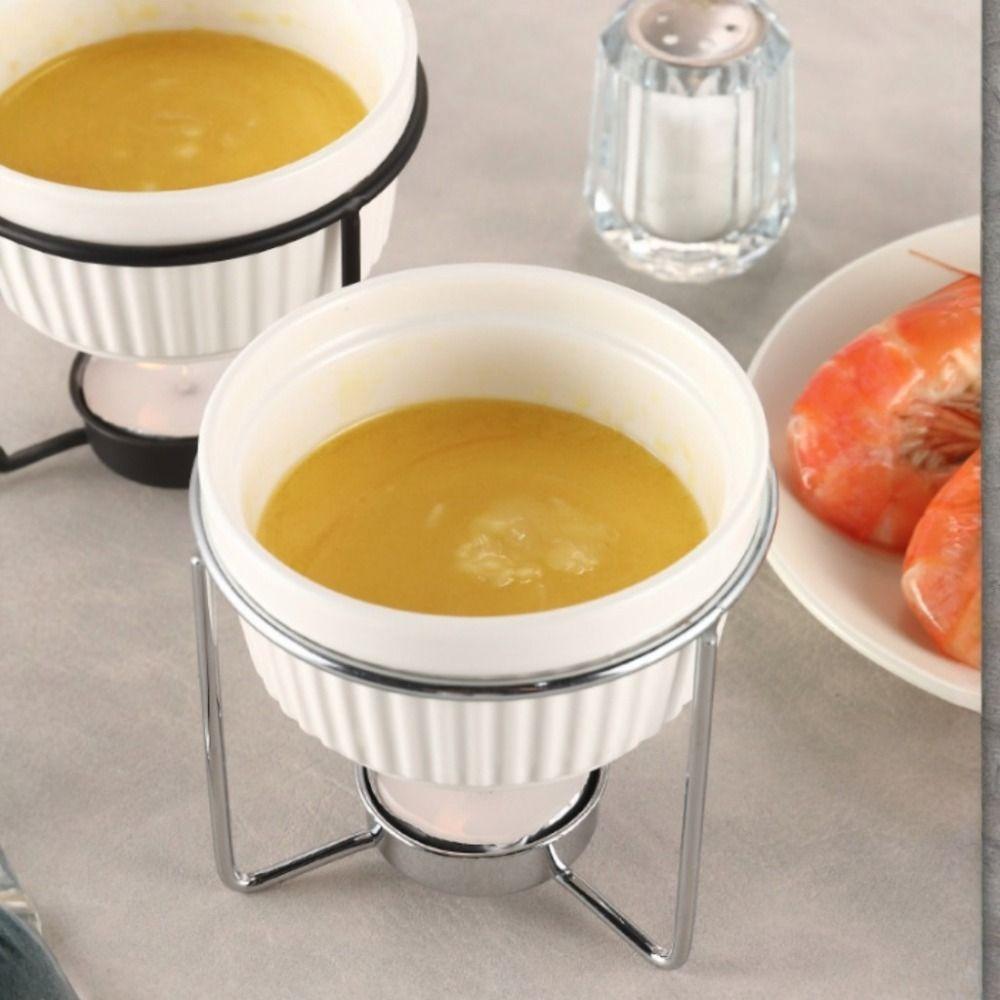 Supporto Metallico Stabile Scalda Burro Pentolino per Fonduta Pentolino Riscaldatore per Cioccolato in Ceramica Pentolino per Sciogliere il Formaggio Dessert