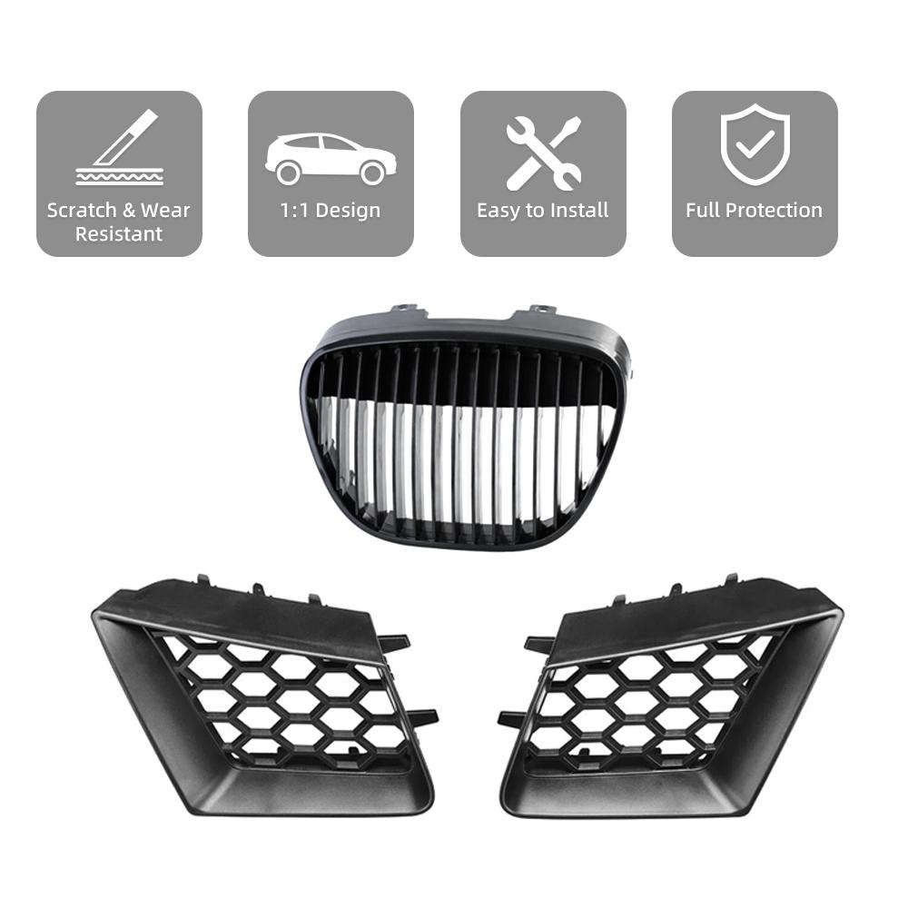 For Seat Ibiza Cordoba Type 6L 02-09 Car Front Bumper Grille Racing Grills Honeycomb Mesh Replacement Auto Interior Accessories
