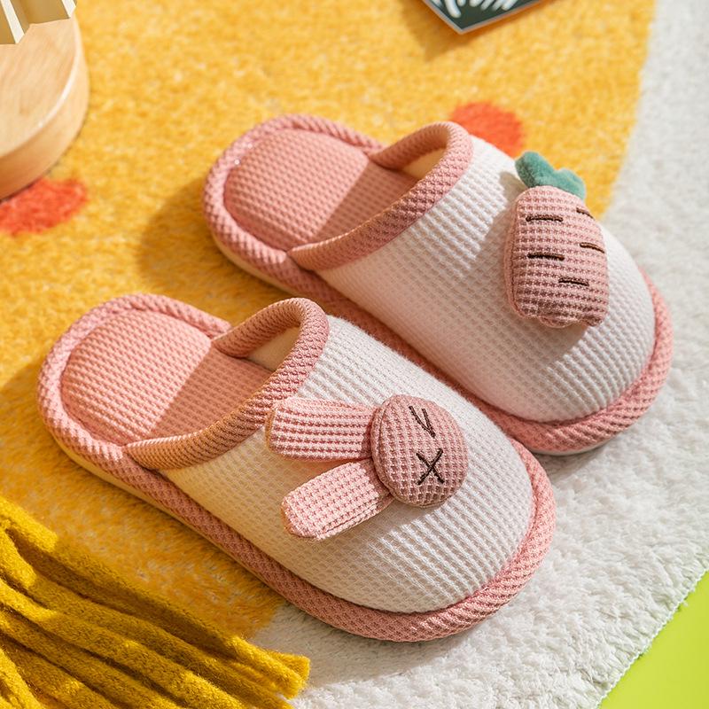 Süße rutschfeste Baumwollhausschuhe für Kinder - Prinzessinnen- & Hasen-Designs, Perfekt für den Innenbereich im Herbst/Winter