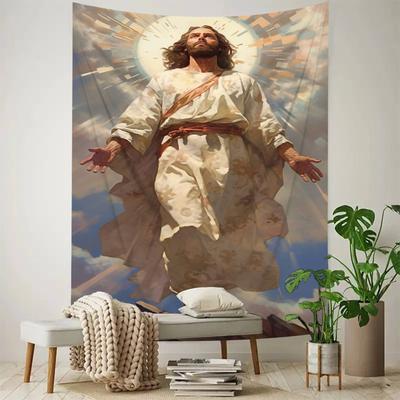 Divine Jesus Christ Tapestry Wall Decor for Bedroom Cozy Atmosphere Spiritual Home Style and Reflective Peace Enhancement