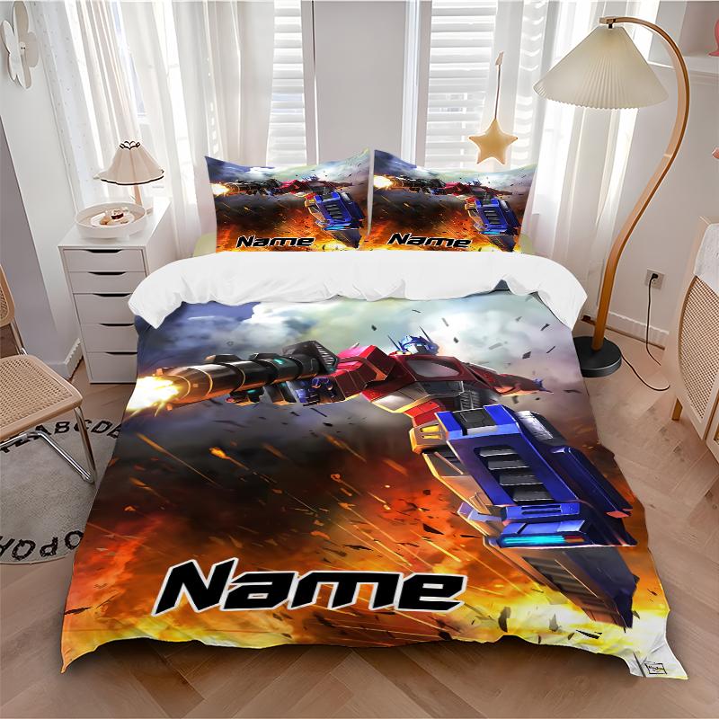 Custom Name Transformative Force Bedding 3 Piece Set HD Print Duvet Cover Pillowcases for Teens Adult Bedroom Decoration