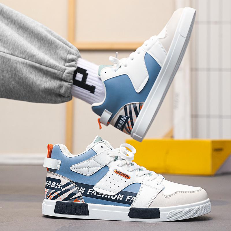 Men Shoes Sneakers High Top Mens Casual Shoes Luxury Breathable Men Walking Shoes Trend Leather Shoes for Men Running Shoes Male Footwear