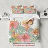 3pcs Single Size Bedding Sets 3D Printed Watercolor Floral Duvet Cover With 2 Pillowcases Dormitory Bedroom For Students Girls