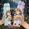 1PC Yellow Hat Girl Fall Season Pattern 750ml Color Plastic Sports Water Bottle Leakproof Flip Straw Lid Suitable for Sports Office Home Use