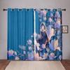 Cartoon Flower Floral Maid Girl Blackout Window Curtains for Bedroom Living Room Bathroom Kicthen Door Hall High Shading New