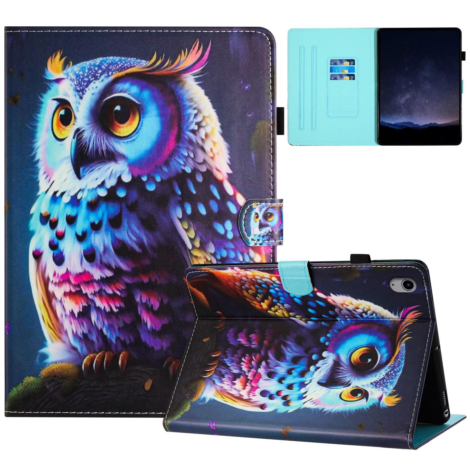 

For iPad (2025)/10.9 (2022) Case Pattern Printing Full Protection PU Leather Stand Tablet Cover Owl