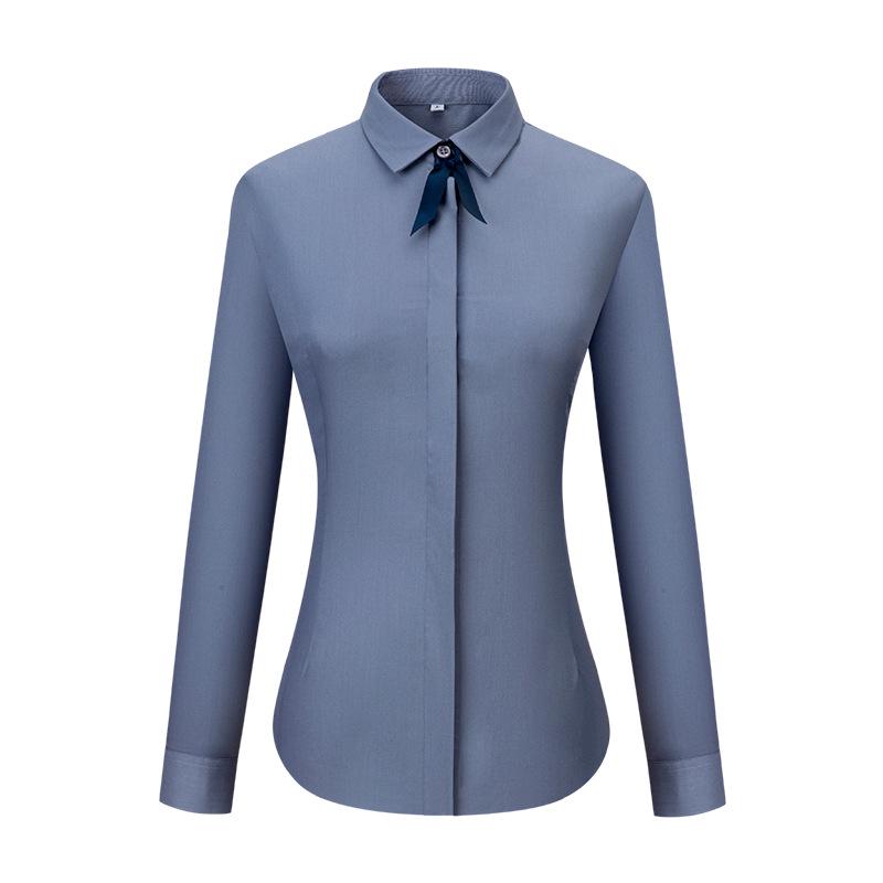 "2025 Γυναικείο Επαγγελματικό Πουκάμισο Μακρυμάνικο Στενής Γραμμής - Μονόχρωμο, Μικροελαστικό για Άνοιξη & Φθινόπωρο"