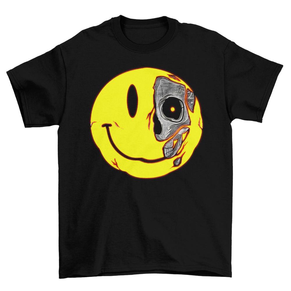 

Happy Skull Face Mens T-Shirt Party Goth Disco 90s Music RAVE Acid DJ Funny Tee XL
