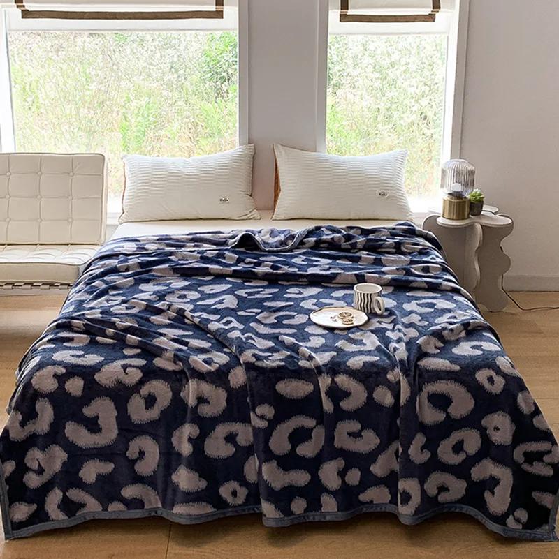 Thick Thow Blanket Geometic Style Reactive Printed Flannel Fleece Blanket for Beds Single/Queen/King Plush Plaids Sofa Plaid Bed
