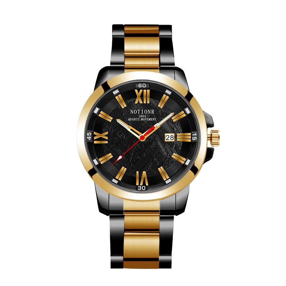 Men'S Steel Belt Watch Simple Trend Waterproof Calendar Luminous Quartz Watch