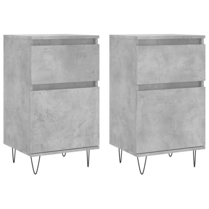 VidaXL Buffets 2 pcs gris béton 40x35x70 cm bois d'ingénierie 831157