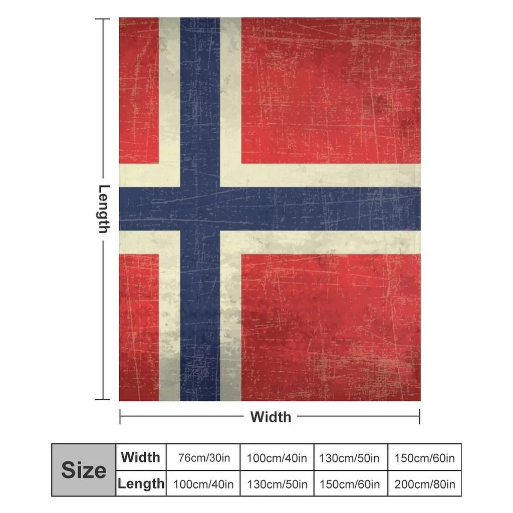 Vintage Aged Norway Flag Throw Blanket Breathable Lightweight Blanket for Adults Kids