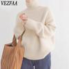 Women's Fashion Casual Fall Winter Solid Color Print Long Sleeve High Neck Sweaters