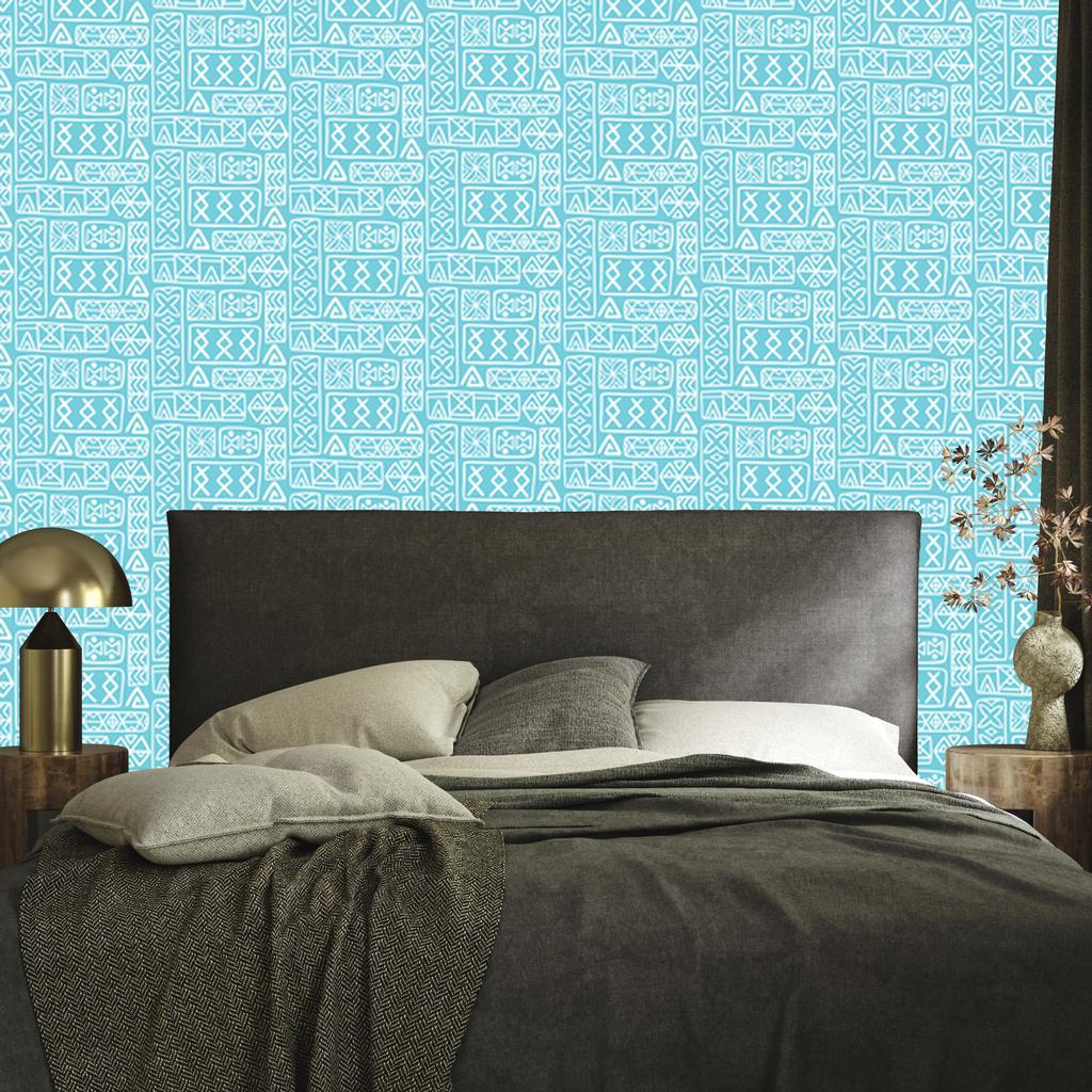 Polynesian Geometric Pattern Celadon Wallpaper 50x1000