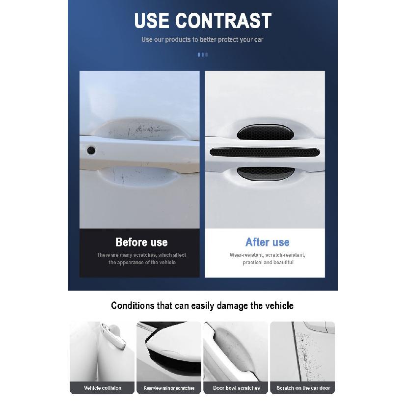 Car Door Handle Sticker Protective Film Door Bowl Protector Trim Sticker Universal Anti-Scratch Protection Car Handle Bowl Strip Interior Mirrors 6