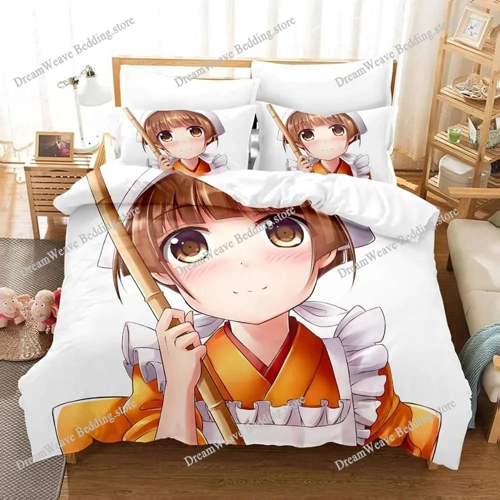Home Textile Cartoons Yuragi-sou No Yuuna-san Cover Duvet Cover Pillow Case Boy Girl Polyester Bedding Set King Queen Twin Size7
