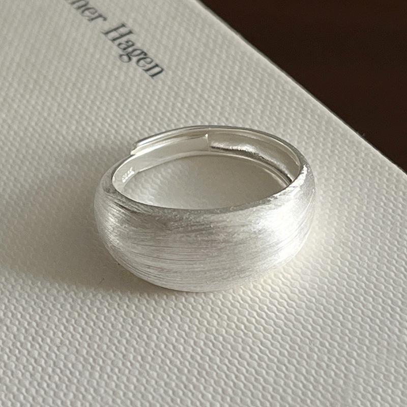 Korean INS Niche Design: 925 Sterling Silver Minimalist Irregular Pleated Texture Open Ring for Women