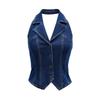 VEROMODA Women's Retro Denim Sleeveless Lapel Vest