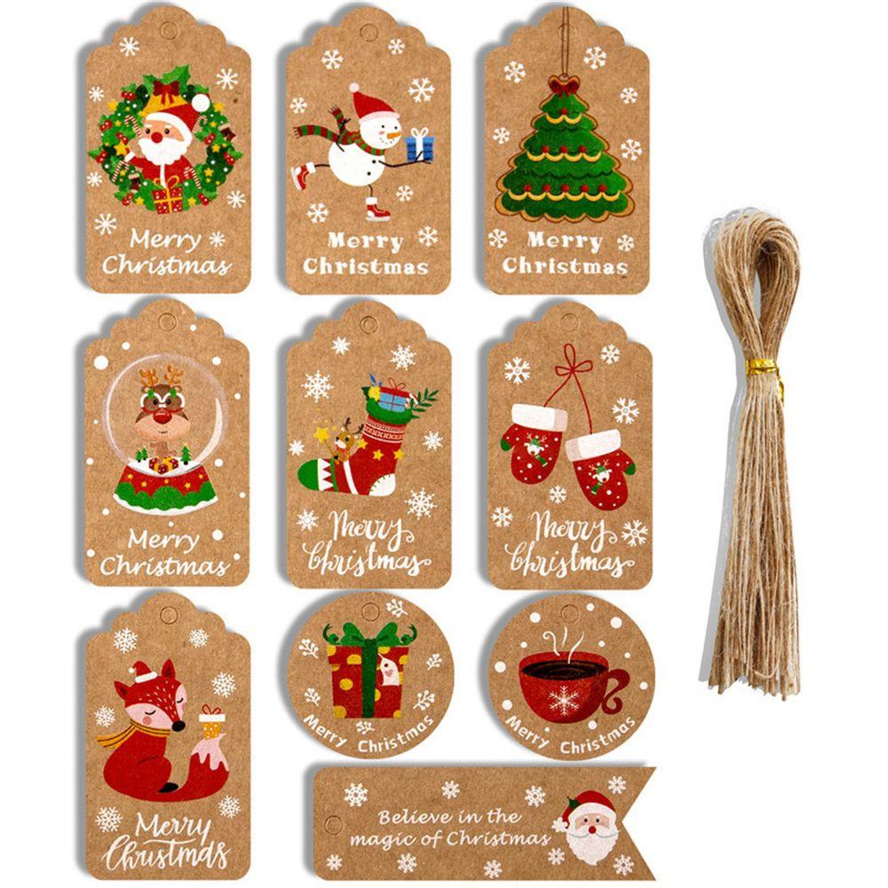 50pcs DIY Wrapping Supplies Xmas Decoration Christmas Labels Gift Wrapping Kraft Tag Hang Tags