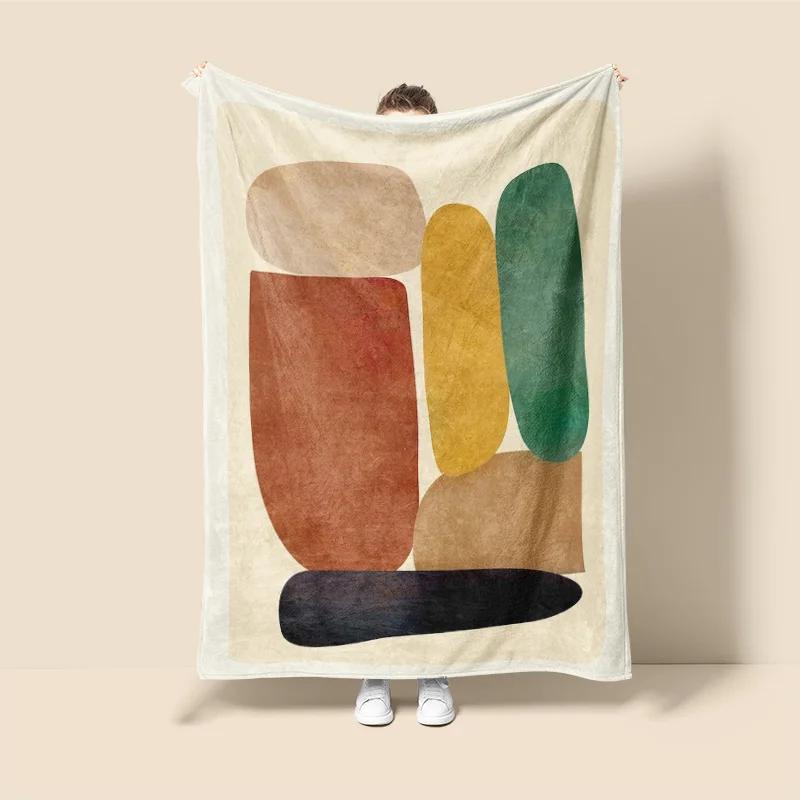 Skandinavischer Ins-Stil Morandi-Decke abstraktes geometrisches Design antistatisch Staub Netroots mit der gleichen Sofabezug-Decke