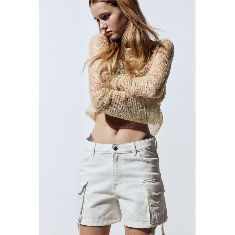 

Верх из сетки с пайетками HM светло-бежевый