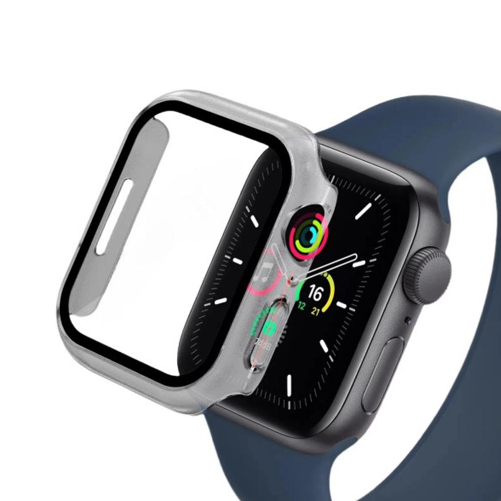 WANLONFENG For Apple Watch Series 9    8    7 45mm 2-in-1 Hard PC Frame Waterproof Case with Tempered Glass
