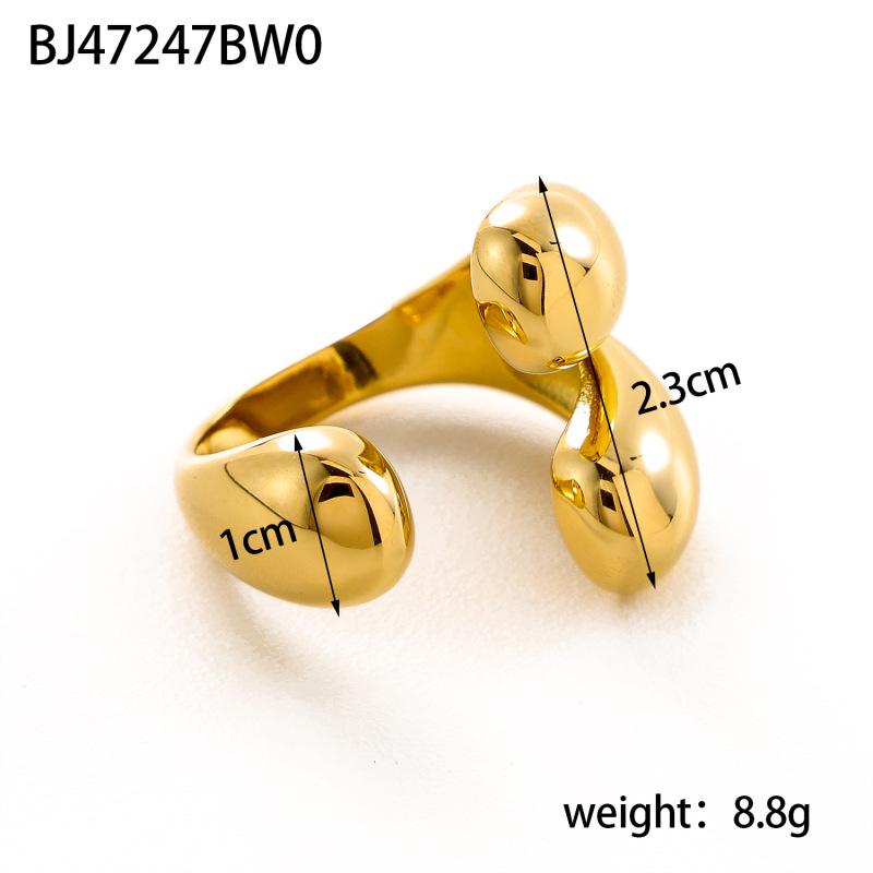 INSSGG Haute Couture Gold Metal Round Bead Ring: European & American Style, Unique Design, Bold, Versatile, Commuting Accessory