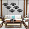 Handheld Folding Fan, 6-pack Chinese Hand Fan, Oriental Cloth Fan, Cloth Fan, Folding Fan, Handheld Folding Fan for Wedding, Dance, Party, Gift