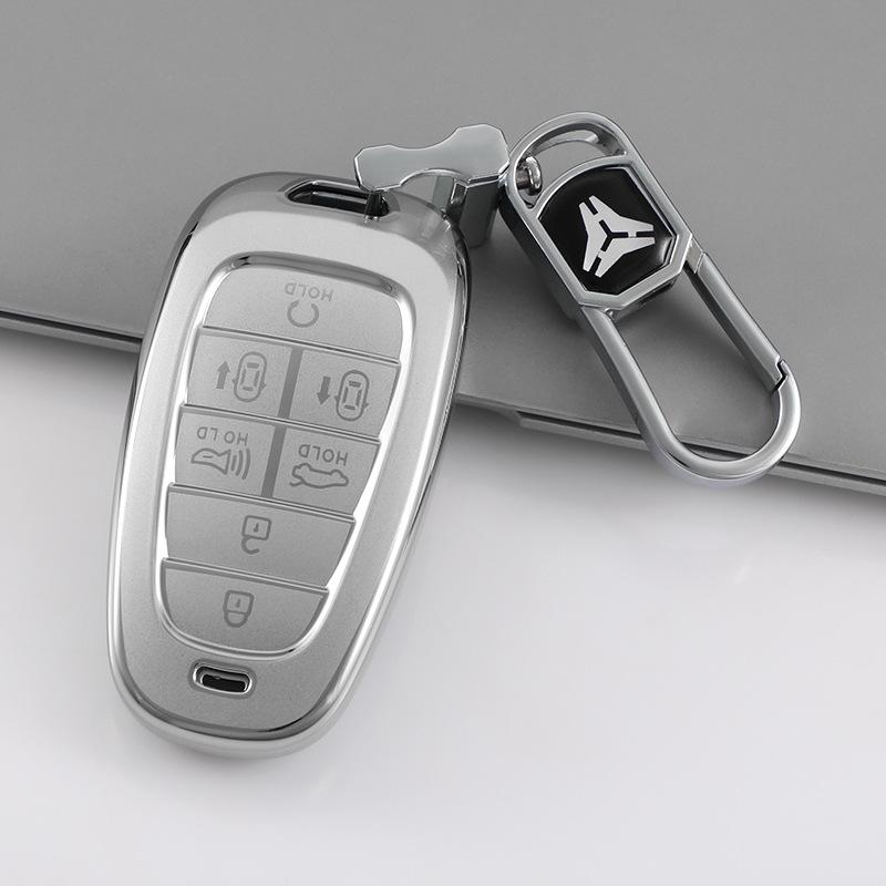 Hyundai Tucson L Quicksand Silver 4-Button Key Case - Korean Car Interior Protective Shell