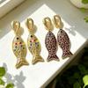 Ethnic Nepalese Style Small Fish Pendant Color Oil Dripping Goldfish Earrings for Women