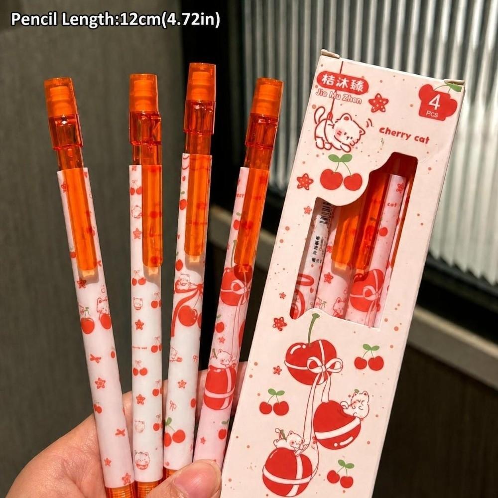 4pcs 0.5mm 2B Lead Mechanical Pencil Set Break Resistant Student Writing Pencil Back To School