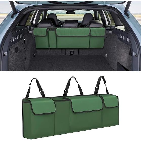 Auto-Kofferraum-Organizer, Wasserdichte faltbare Gepäcktasche mit 4 Taschen, Hängende große Aufbewahrung für die Rückbank mit verstellbaren Gurten, Stabiler Platzsparer Frei
