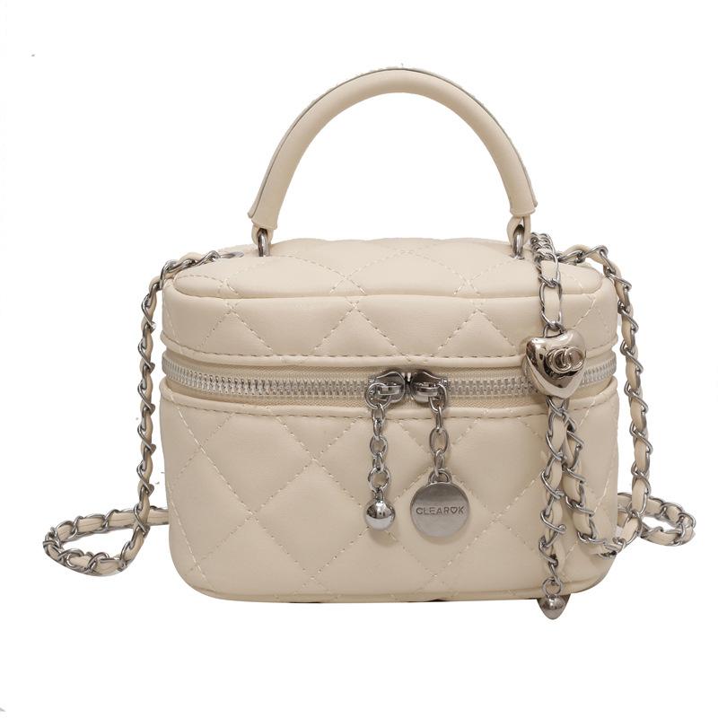 French Small Fragrance Korean Small Shoulder Bag High-end Women's Diamond Check Chain Tote Bag Fashion Texture Crossbody Bag