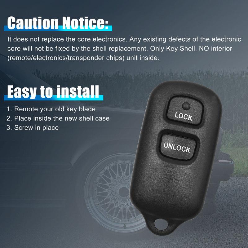 X Autohaux Car Remote Key Fob Case Shell 3 Key Buttons Cover Tools GQ43VT14T For Toyota Camry Corolla Sienna Solara Accessories